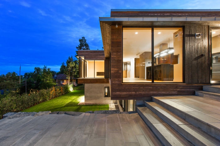 façade de maison design avec du bois façade de maison plaquée idées de vie de façade en bois