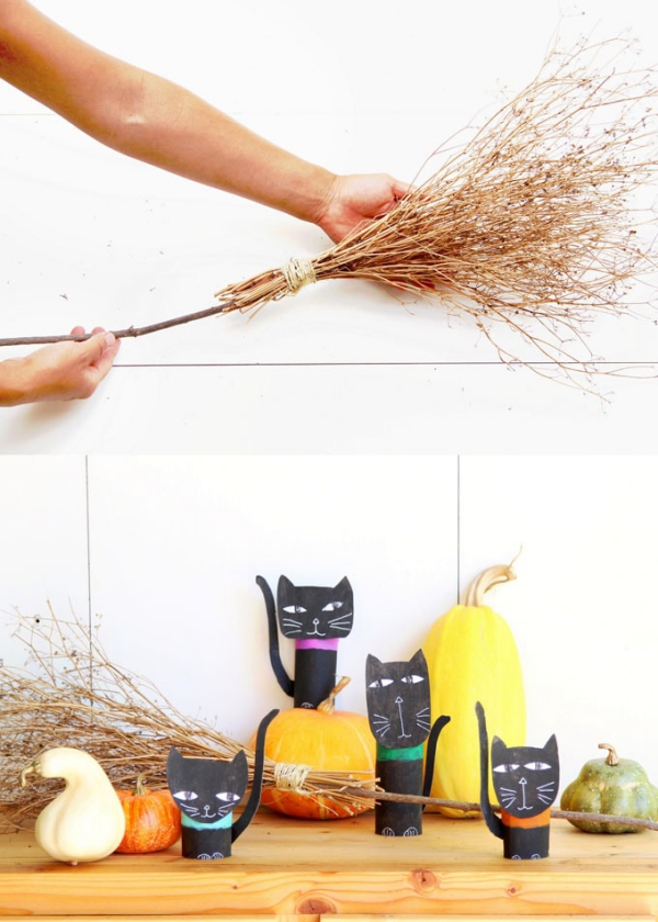 Bricoler des balais de sorcière avec des enfants - idées d'artisanat effrayantes et 2 instructions très faciles idées de décoration de liaison de balai