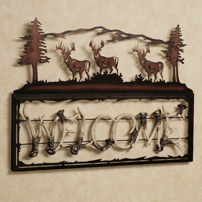 idées déco de porte d'entrée deko cerf deko bois de cerf décoration