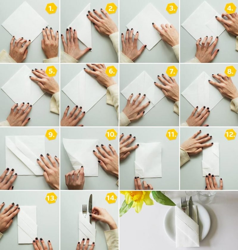 serviettes de mariage étape par étape