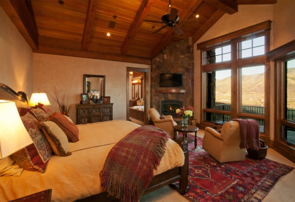 hálószoba design gecke burkolat fa rusztikus