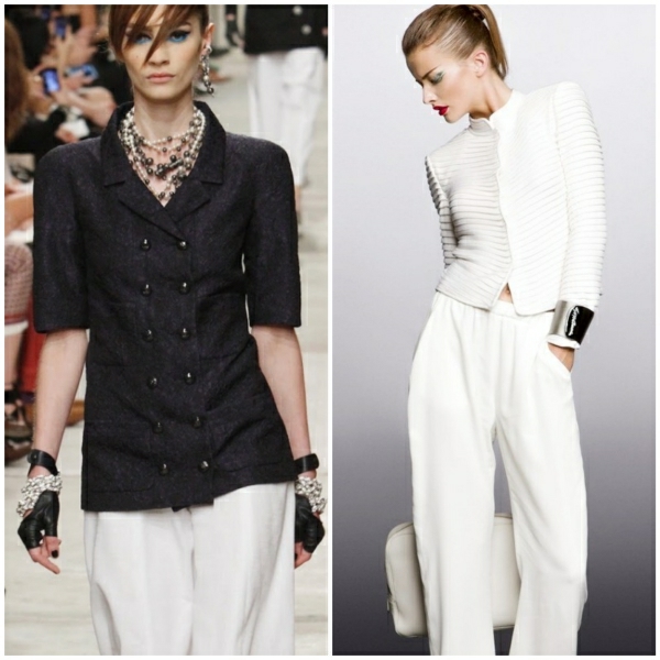 elegantno u crno -bijeloj tehnici ženske hlače odgovaraju modernoj elegantnoj ženskoj modi