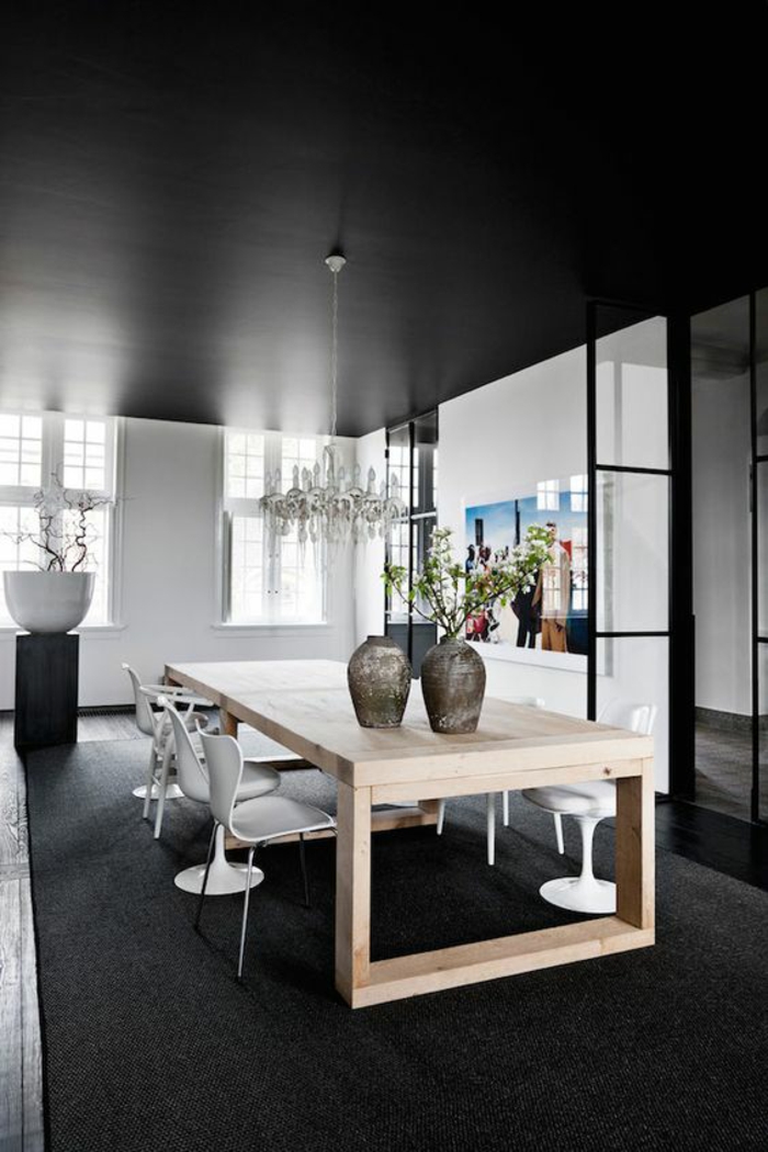 salle à manger avec plafond noir plafond design appartement design couleur design salle à manger
