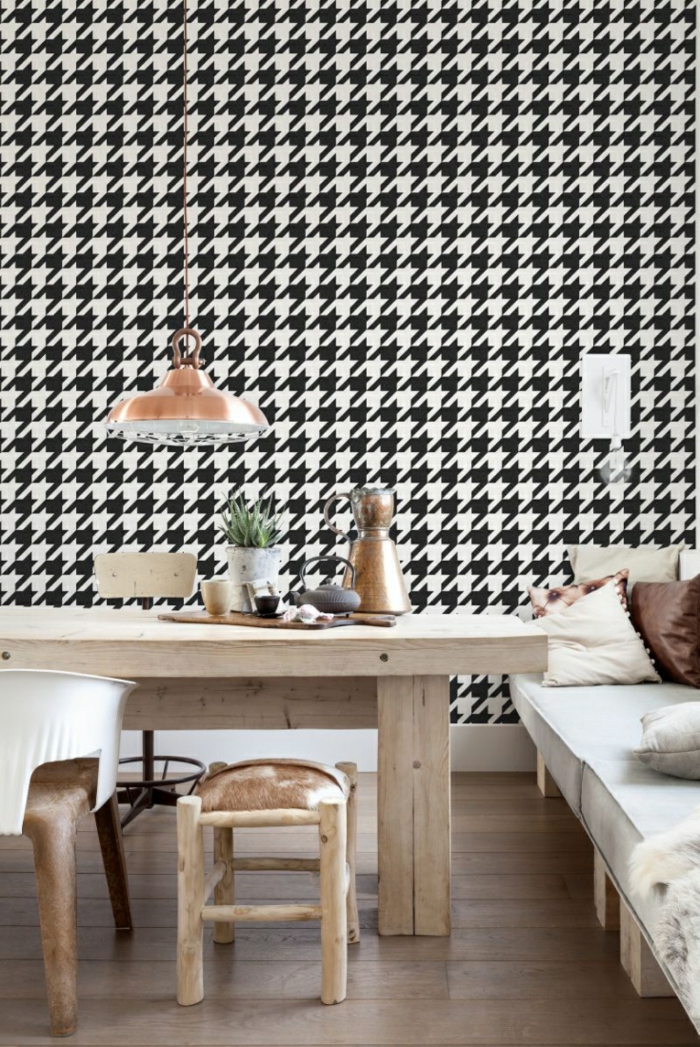 papier peint motif noir et blanc idées de décoration murale design décoration d'intérieur