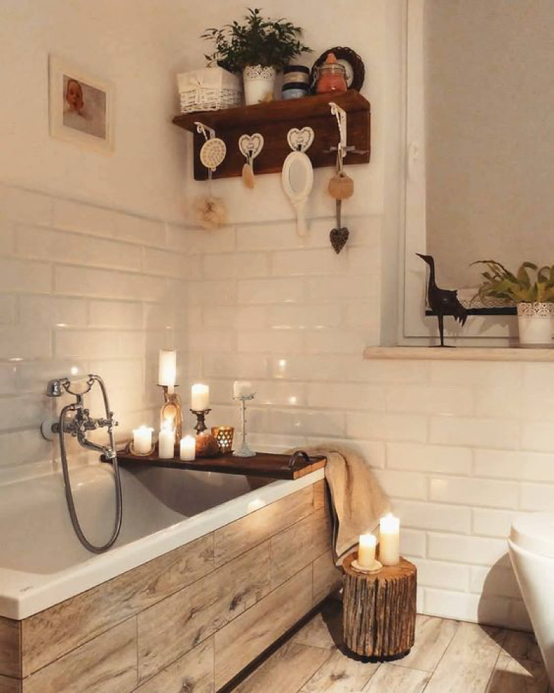 Wood in the bathroom interior