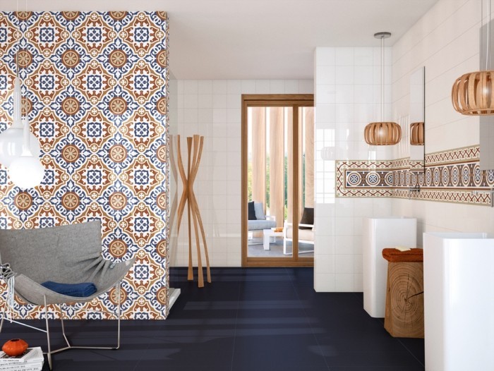 Akcentni zid u kupaonici keramičke pločice deco