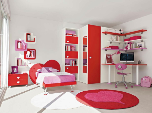 lány szoba szív elemekkel lányok ifjúsági szobát terveznek