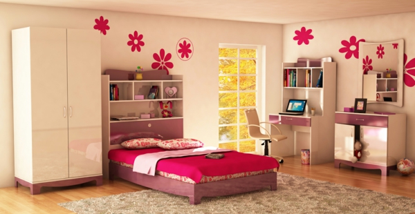 faltervezés virágmatricákkal lányok tervezési ötletek gyermekszobákhoz