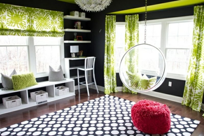 Dječje sobe boje jarko zelene akcente