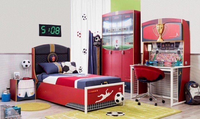 Intérieur de conception de football de décor de chambre d'enfants Intérieur de conception de football de décor de chambre d'enfants