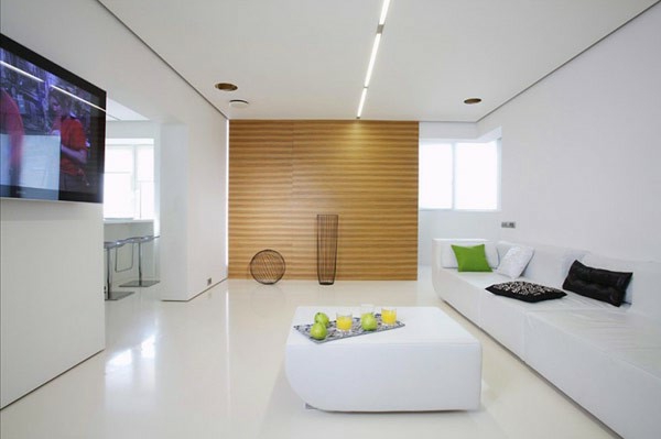 Arredare un soggiorno piccolo, semplice e bianco Arredare un piccolo soggiorno minimalista bianco lucido