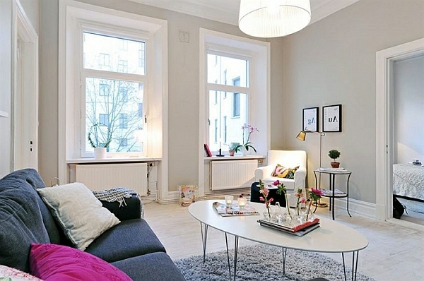 Arredare un piccolo soggiorno, grandi finestre e luce naturale Piccolo soggiorno allestito grandi finestre spaziose