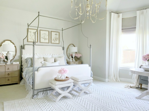 Intérieur lumineux de chambre à coucher de lustre avec le style rétro lustre chambre lumineux design d'intérieur accents frais