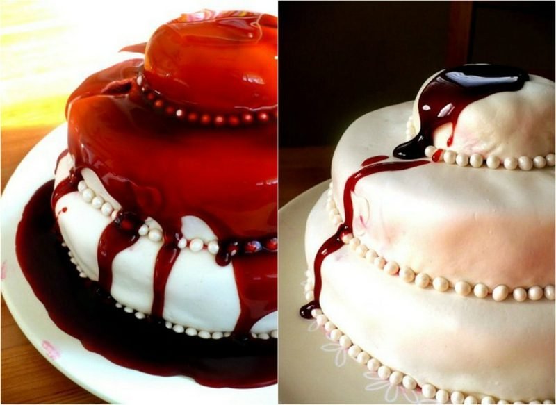 Idées de décoration Halloween gâteau décoré de faux sang
