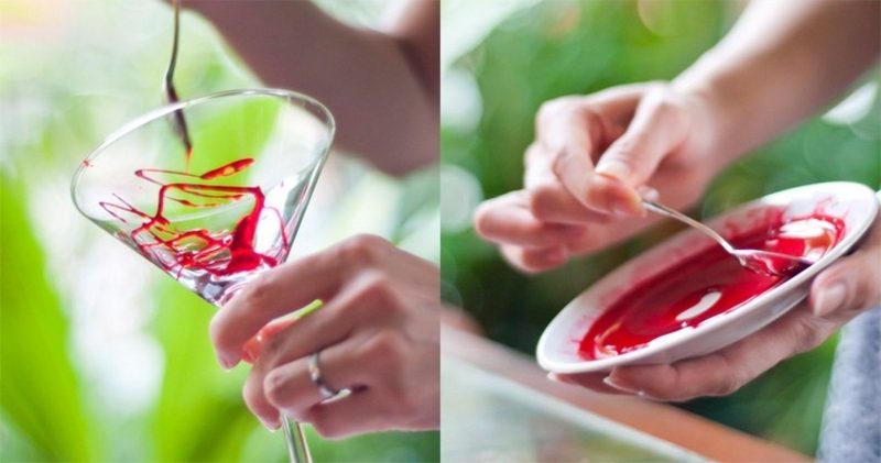 Décorer des verres avec du faux sang