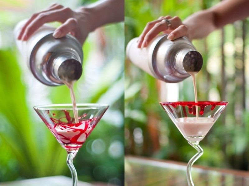 Décorer des verres à martini avec du faux sang