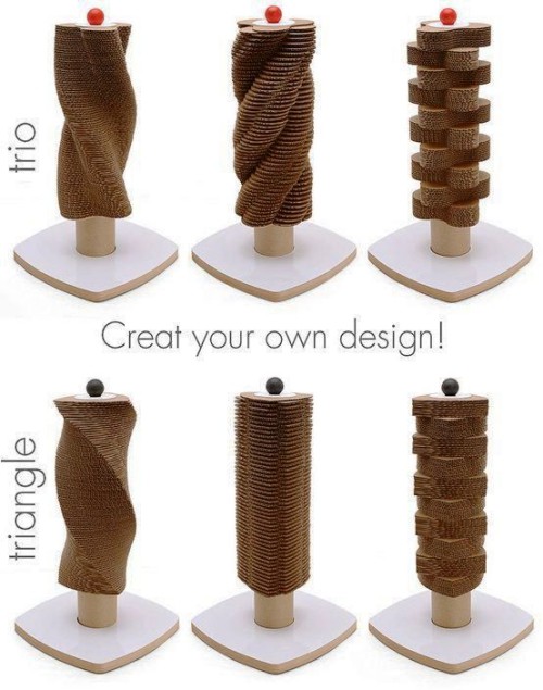 A macskák számára készült egyszerű és kreatív kaparóoszlopok forgatható kreatív kartondarabokat készítenek Könnyű és kreatív kaparóoszlopok macskák számára geometriailag és modern módon, kartonból építhetők