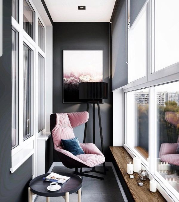 Modern erkély ülőbútorok egy kis erkélyhez Tervezői szék - minden rózsaszínben