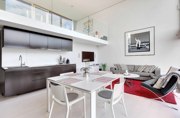 modern berendezési ötletek félemelet nyitott terek kompakt