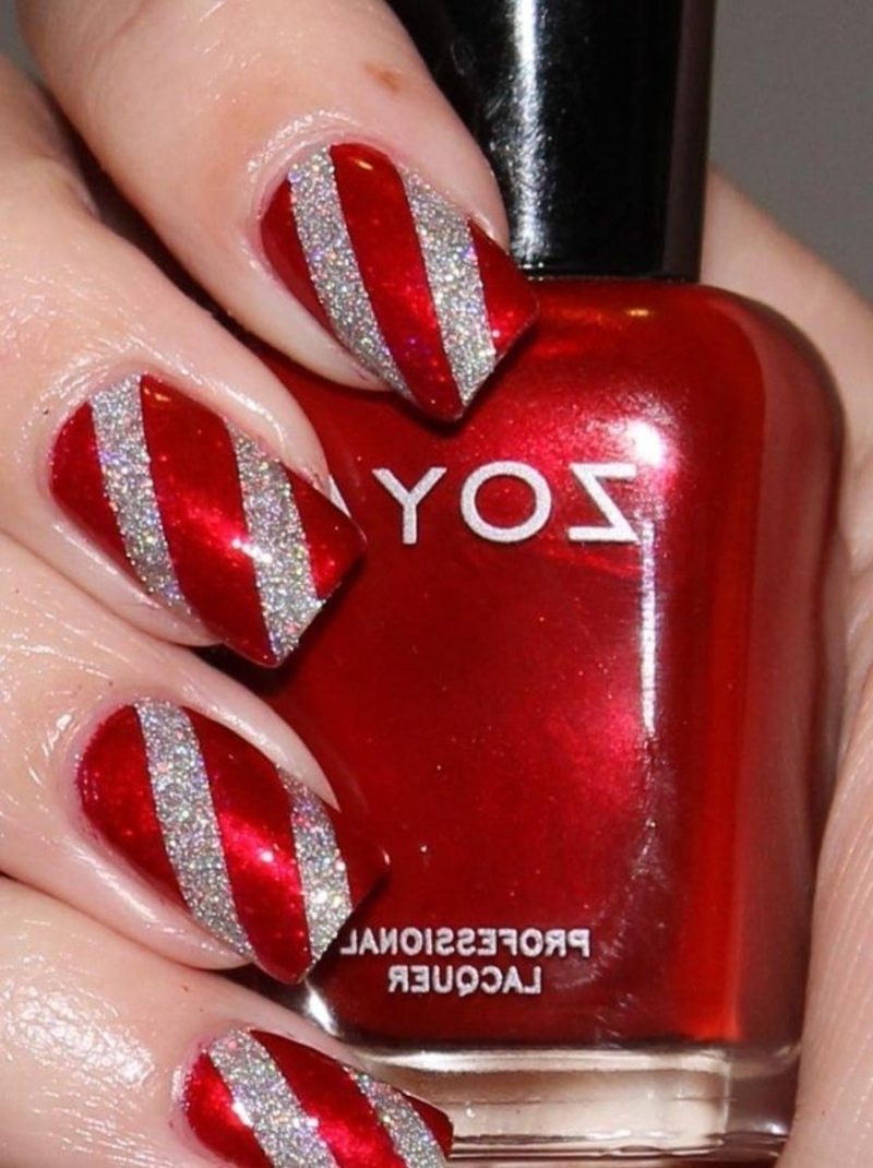 Köröm művészeti galéria Karácsonyi csíkok csillogó lakk