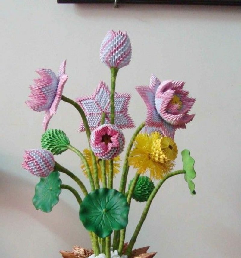 Origami ruža upute buket vaza upute za origami ružu