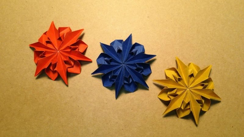 Upute za origami ružu šareno žuto plavo origami-ruža-upute-origam