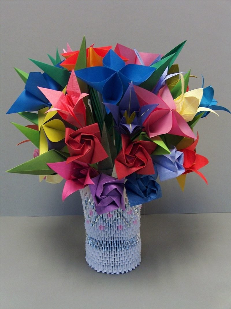 Origami ruža upute buket vaza upute za ružu origami 3d cvijeće origami u vazi