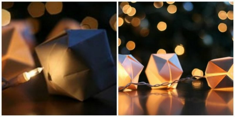 Az origami hajtogatott stílusos karácsonyi dekoráció készítse el magát Fűszerezze az origami karácsonyi tündérfényeket