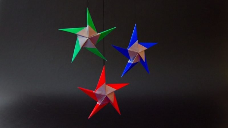 Hajtsa össze a csillagokat fényes papírból. Utasítások Origami karácsonyi nagy csillagok fényes papírból