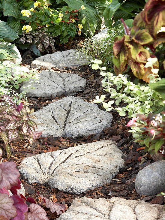 Crea tu stesso una passerella di foglie di rabarbaro design del giardino decorazione del giardino oggetti da giardino in cemento decorazione del giardino design del giardino