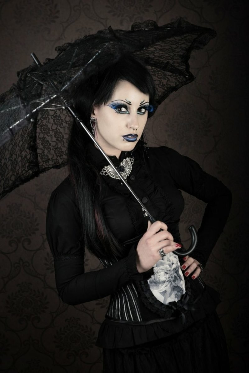 elegante costume da strega halloween vestito nero parasole Halloween costumi donna strega vestito nero parasole