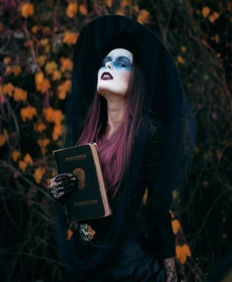 Costume da strega Halloween ombre blu spaventose Halloween costumi strega ombretti blu