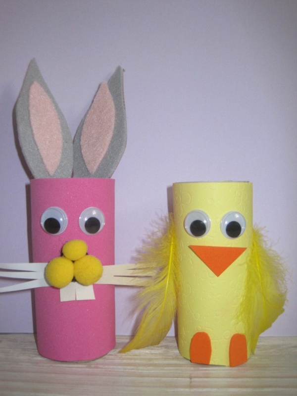 faire des décorations de pâques en papier lapin de pâques poulets de pâques