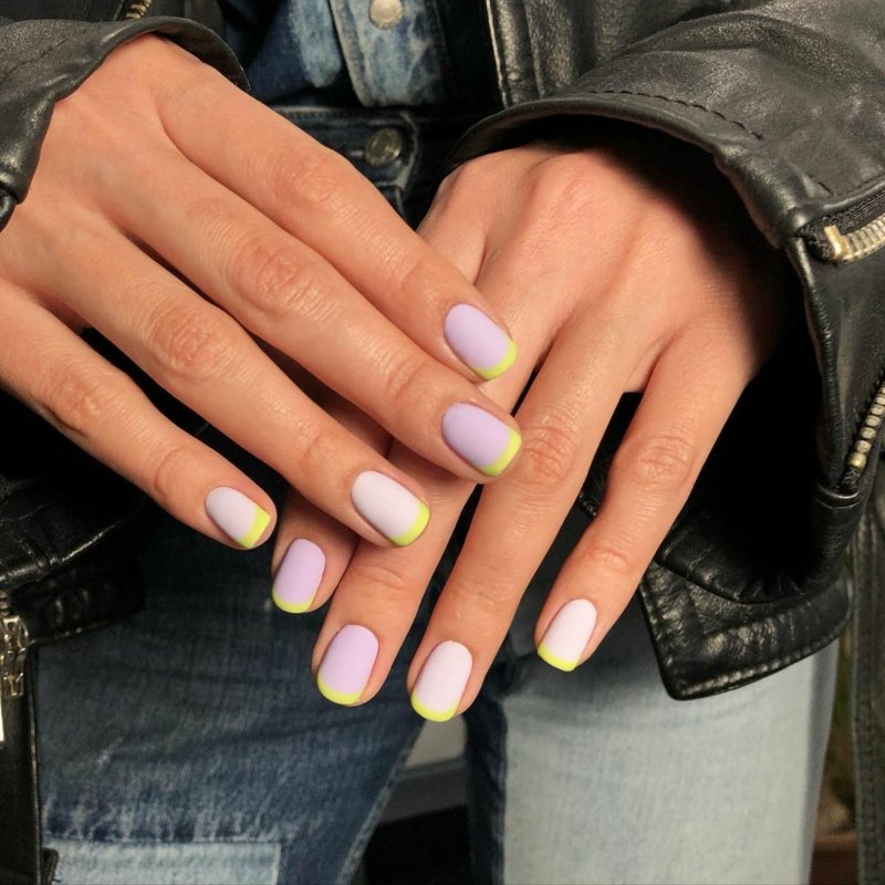 French Nails giallo neon tips French manicure sorprendente giallo neon a punta