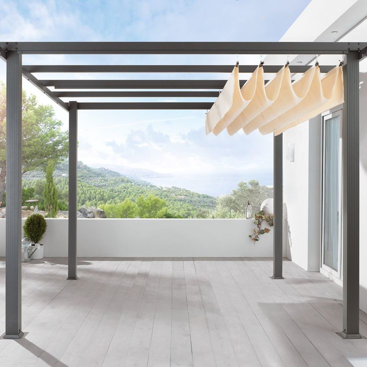 pergola készlet egy nagy teraszon, egyedi kilátással és praktikus tetőfedéssel pergola készlet egy nagy teraszon, egyedi kilátással és praktikus tetőfedéssel