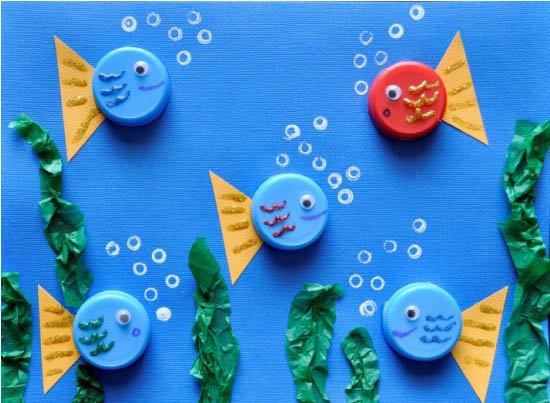 Knutselen voor kinderen van deksels