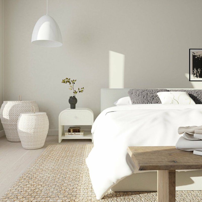 Design d'intérieur avec chambre aux couleurs tons neutres