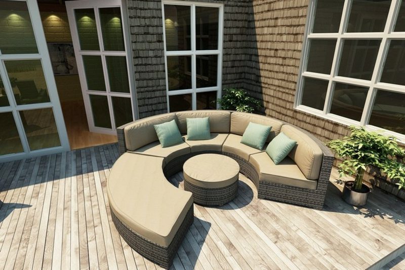 Okrugli kauč za sjedenje na terasi za sjedenje od modularnog ratana okrugla sofa modularna terasa od ratana