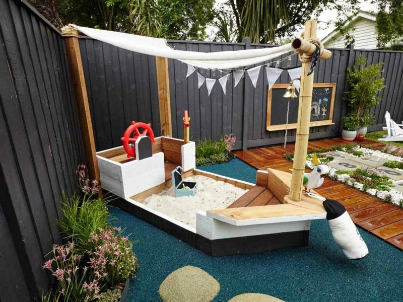 Navire bac à sable look magnifique Construisez vous-même un bac à sable de manière originale