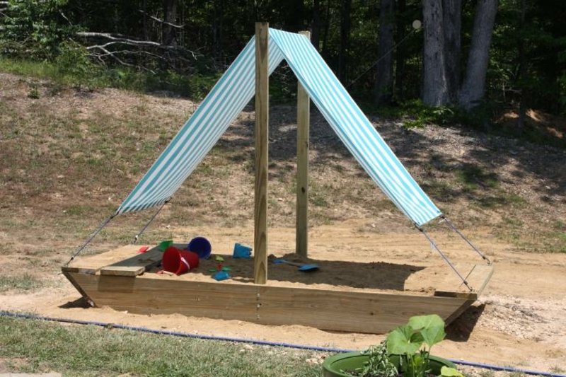 Bac à sable voilier protection solaire enfants