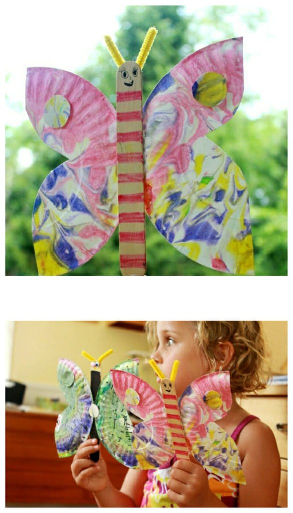 Ručni radovi leptira s papirnatim tanjurima: predložak za rukotvorine Bchmetterling Ručni radovi leptira s papirnatim tanjurima: predložak za rukotvorine Bchmetterling