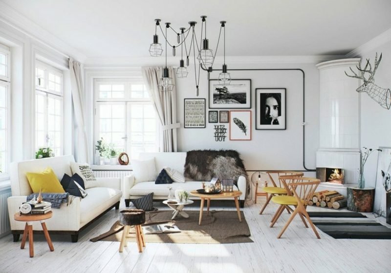 Tavoli bianchi da soggiorno scandinavi Arredamento soggiorno scandinavo