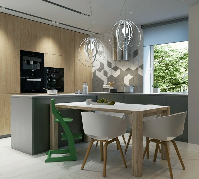 Sedia verde da cucina scandinava vivente Tavolo da pranzo scandinavo living