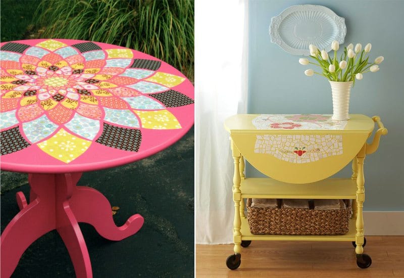 Decoupage van de keukentafel - heldere ideeën