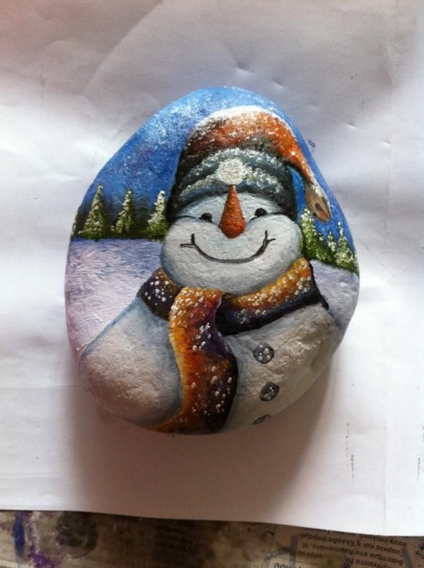 motivi natalizi pietre di vernice artigianato natalizio