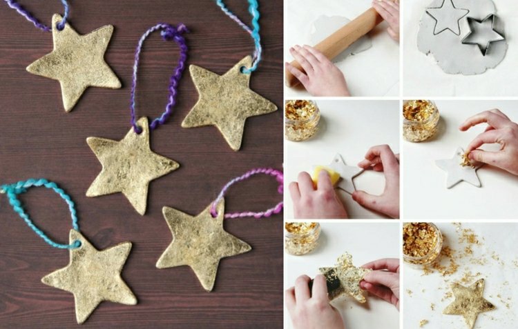 Napravite zvijezde od zanatske gline, ukrasite zlatnim listićima