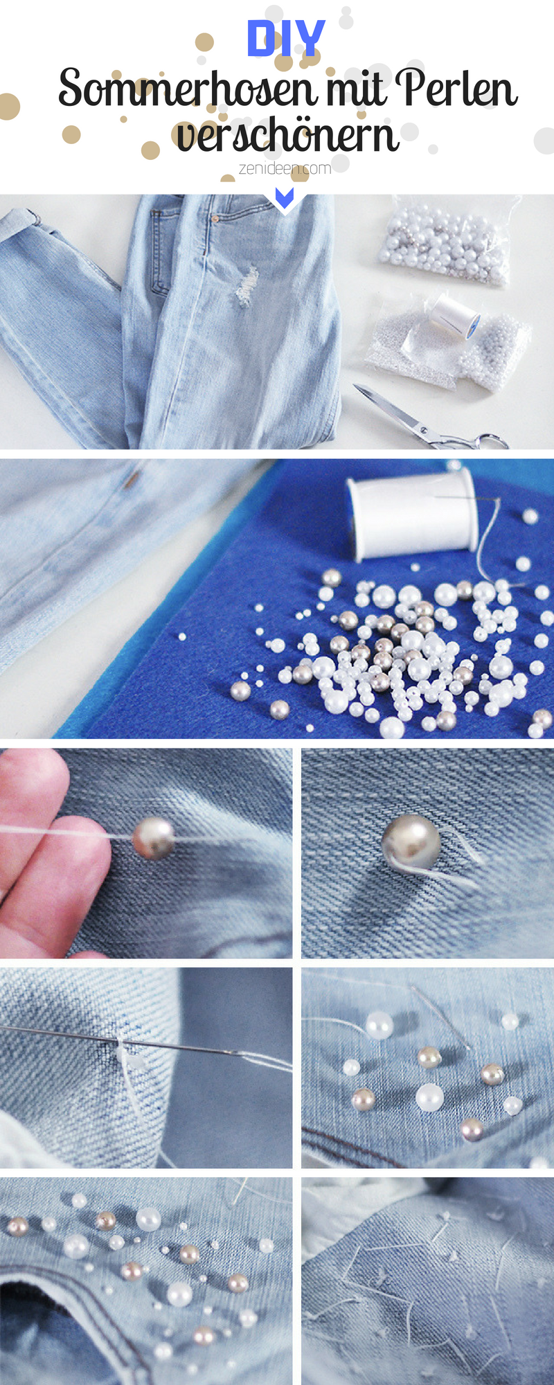 Embellissez un pantalon d'été léger avec des perles - donnez à votre vieux pantalon d'été un look moderne Embellissez un pantalon d'été léger avec des perles - donnez à votre vieux pantalon d'été un look moderne