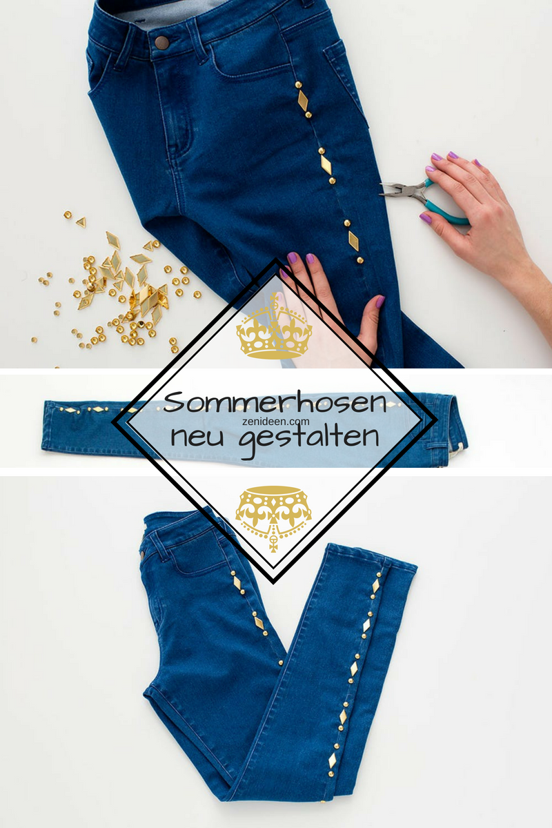 Pantalon d'été en denim léger DIY avec rivets Pantalon d'été en denim léger DIY avec rivets