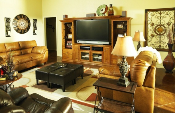 Odlična ideja interijera za kožni tv stolni kauč Odličan unutarnji kožni tv stolni kauč
