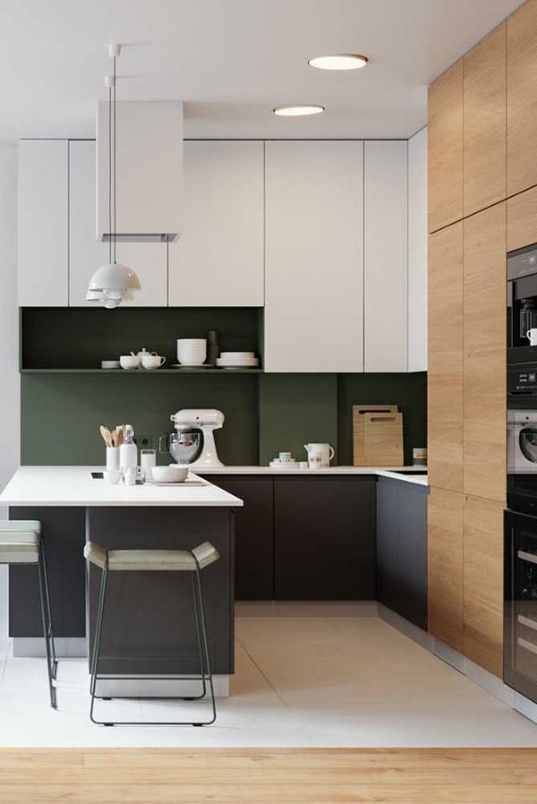 okomite površine različitih oblika kuhinja u obliku slova U